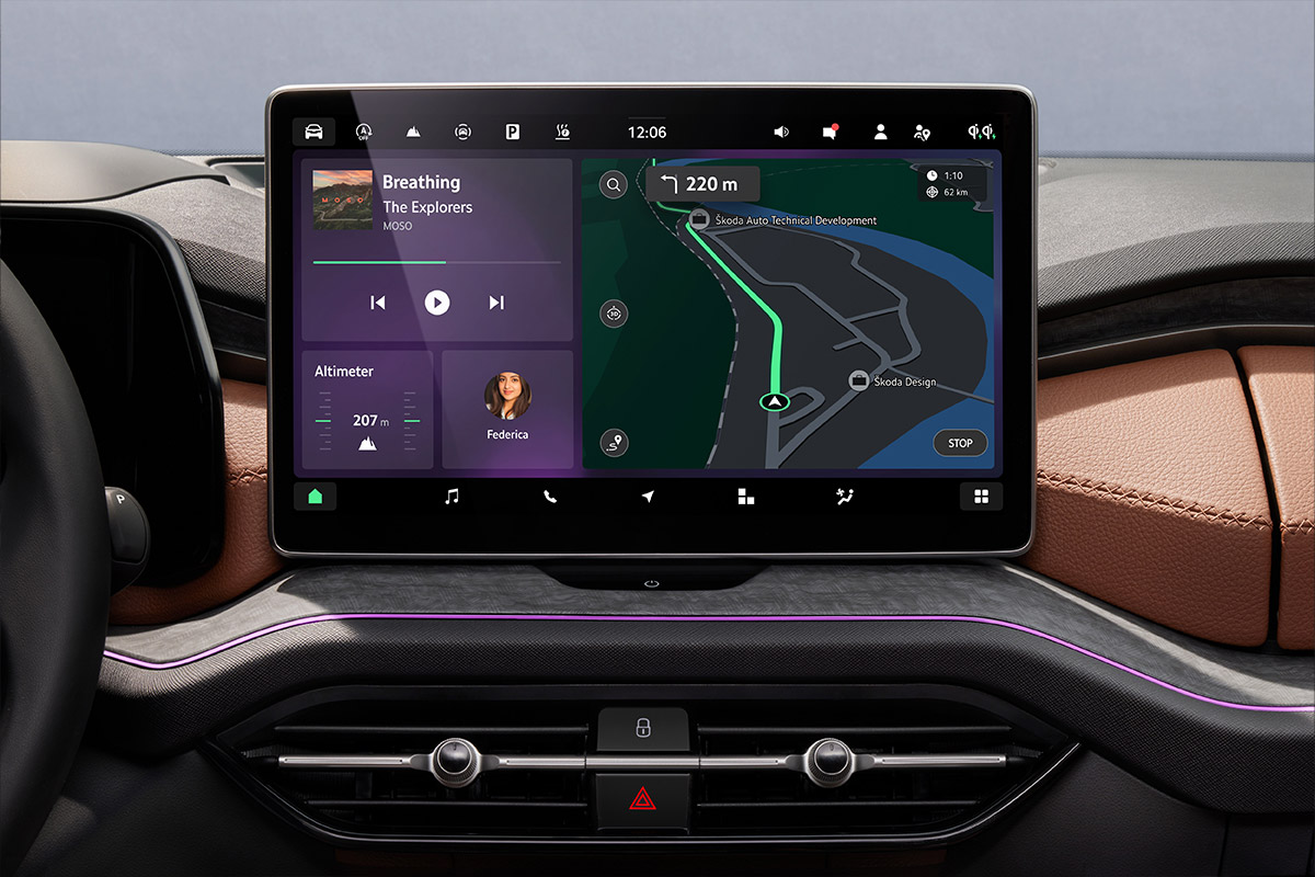 Bild zeigt das Display des Škoda Kodiaq